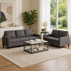 Your New Favorite Sofa Set in Grey Faux Leather