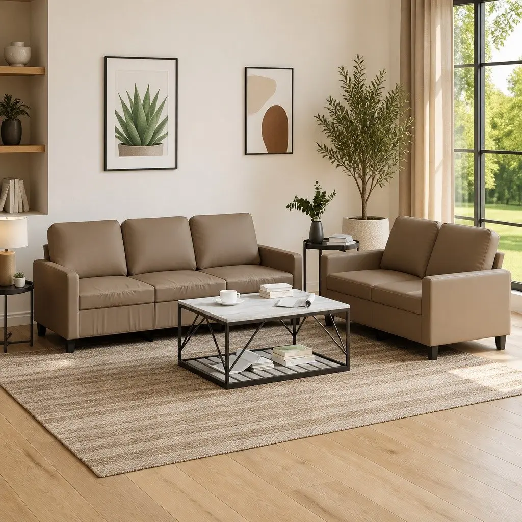 2-Piece Faux Leather Sofa Set