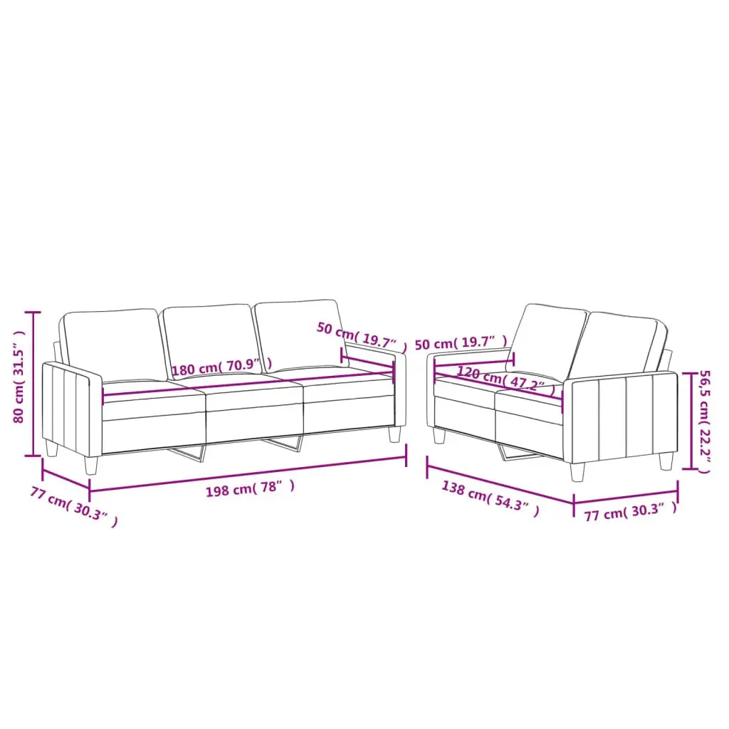 2-Piece Faux Leather Sofa Set