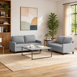 Grey Fabric Sofa Set 2 Piece Suite with Cushions Living Room Seating