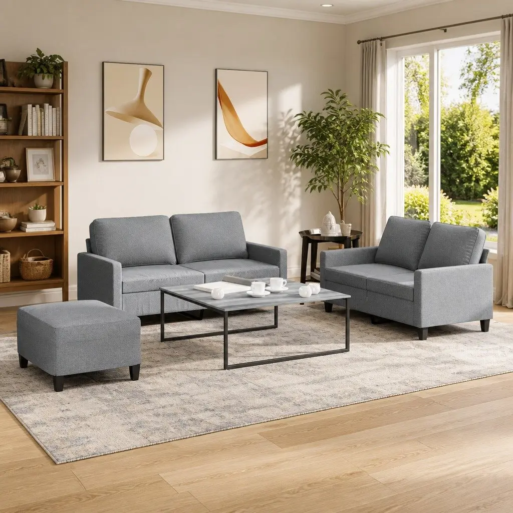 3 Piece Sofa Set with Footstool