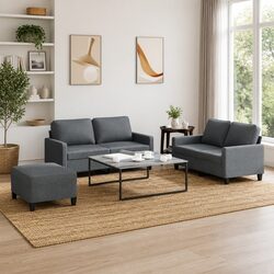 Your Ideal 3 Piece Grey Fabric Sofa Set Awaits