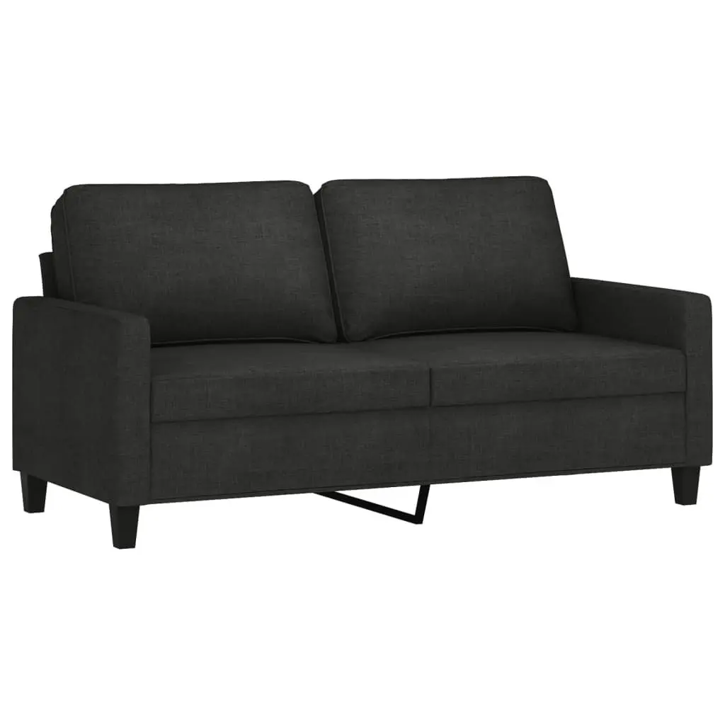 Black Fabric Sofa Set 3-Piece Living Room Furniture with Cushions and Footstool