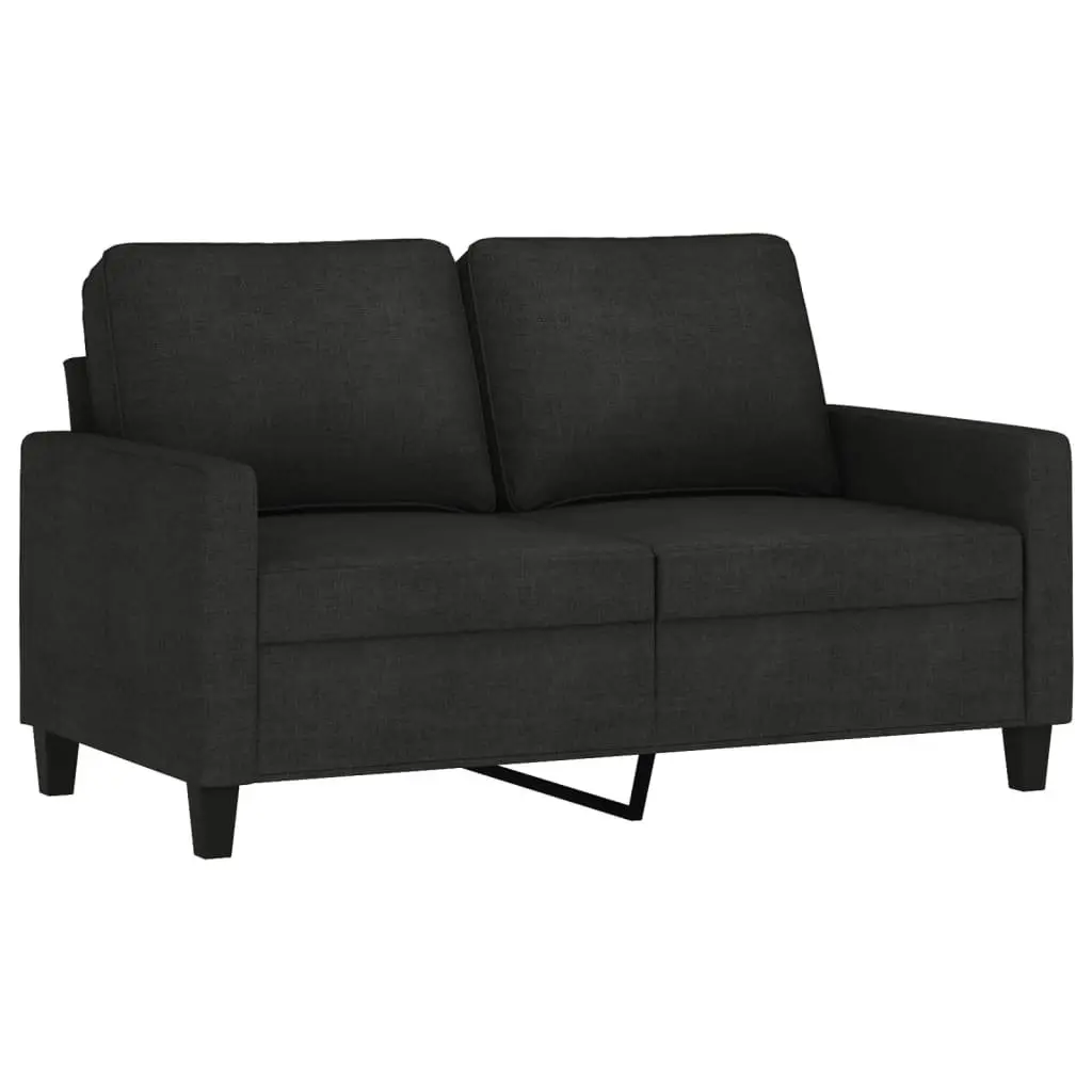 Black Fabric Sofa Set 3-Piece Living Room Furniture with Cushions and Footstool
