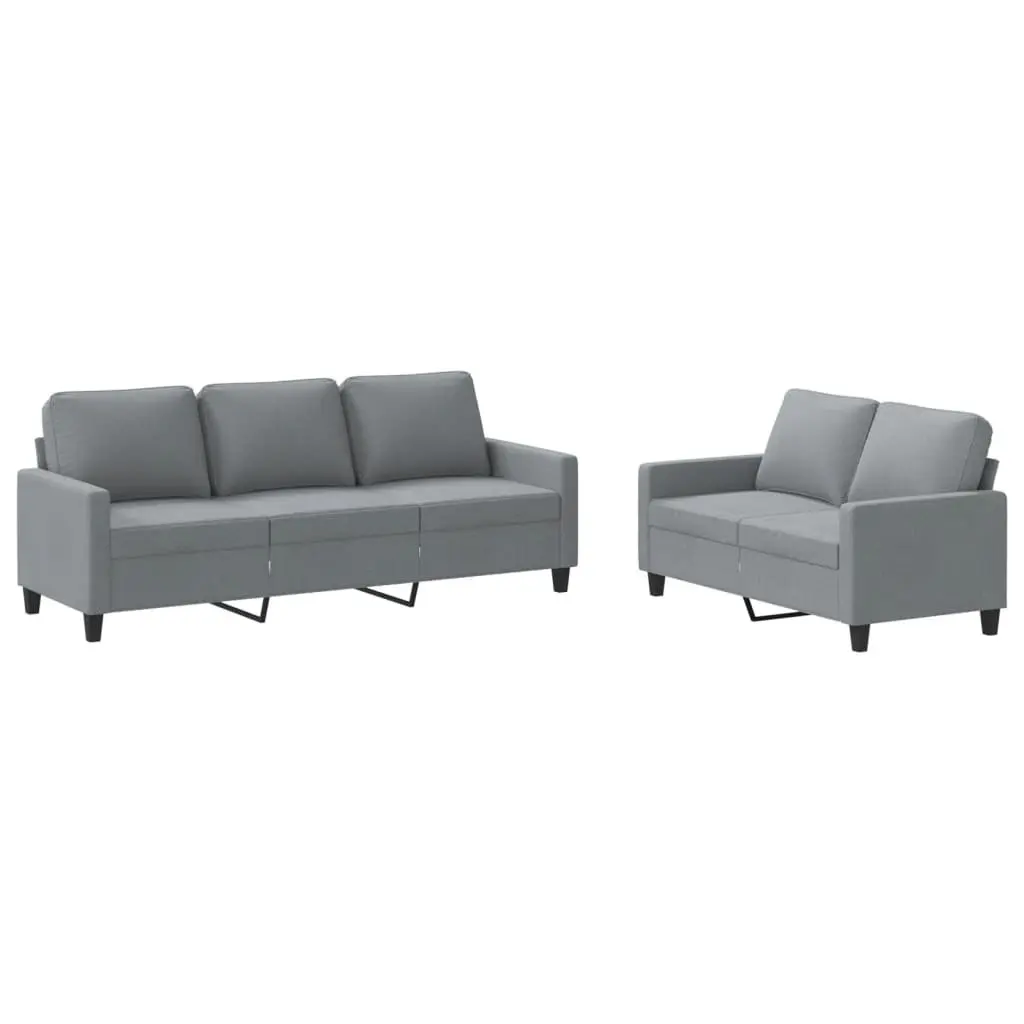 Grey Fabric Sofa Set 2 Piece Lounge Suite Cushions Living Room Seating