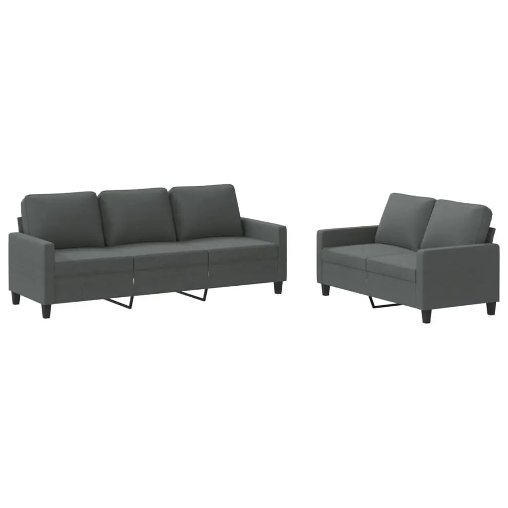 2 Piece Grey Fabric Sofa Set
