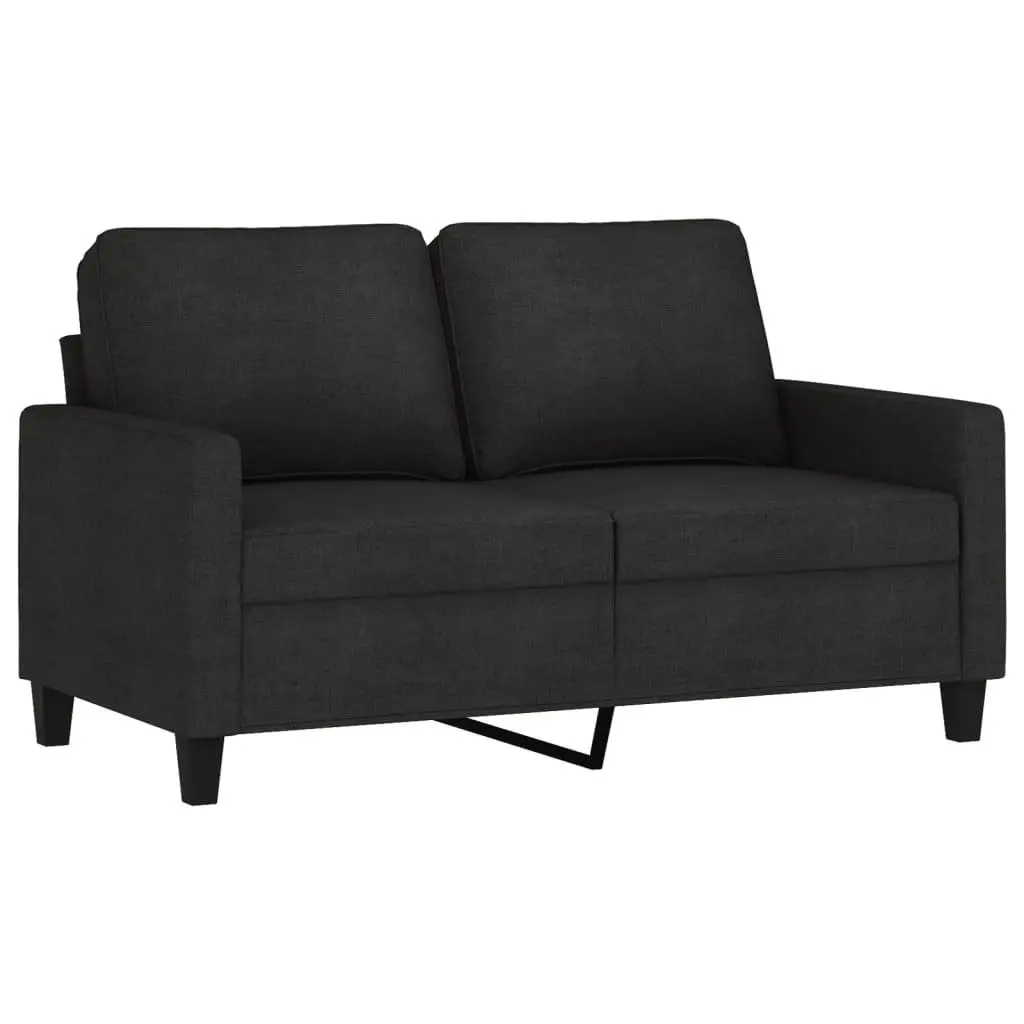2 Piece Sofa Set Black Fabric Lounge Suite Comfortable Cushioned Seating Living
