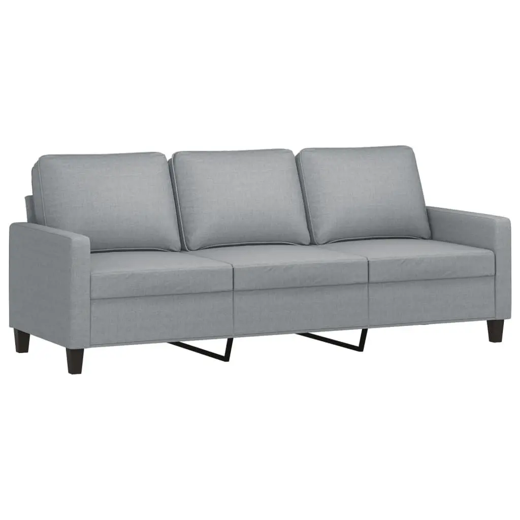 3 Piece Sofa Set with Footstool Grey Fabric Lounge Suite Comfortable Seating