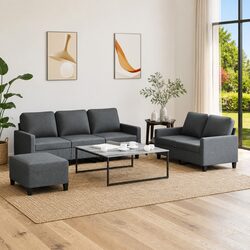 Discover Your New 3-Piece Grey Sofa Set with Footstool