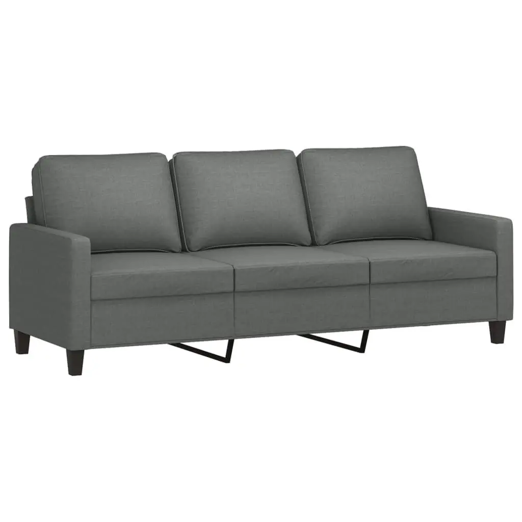 3 Piece Sofa Set Grey Fabric Lounge Suite Compact Size