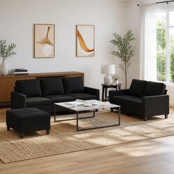 Friendly 3 Piece Black Sofa Set for Your Living Space