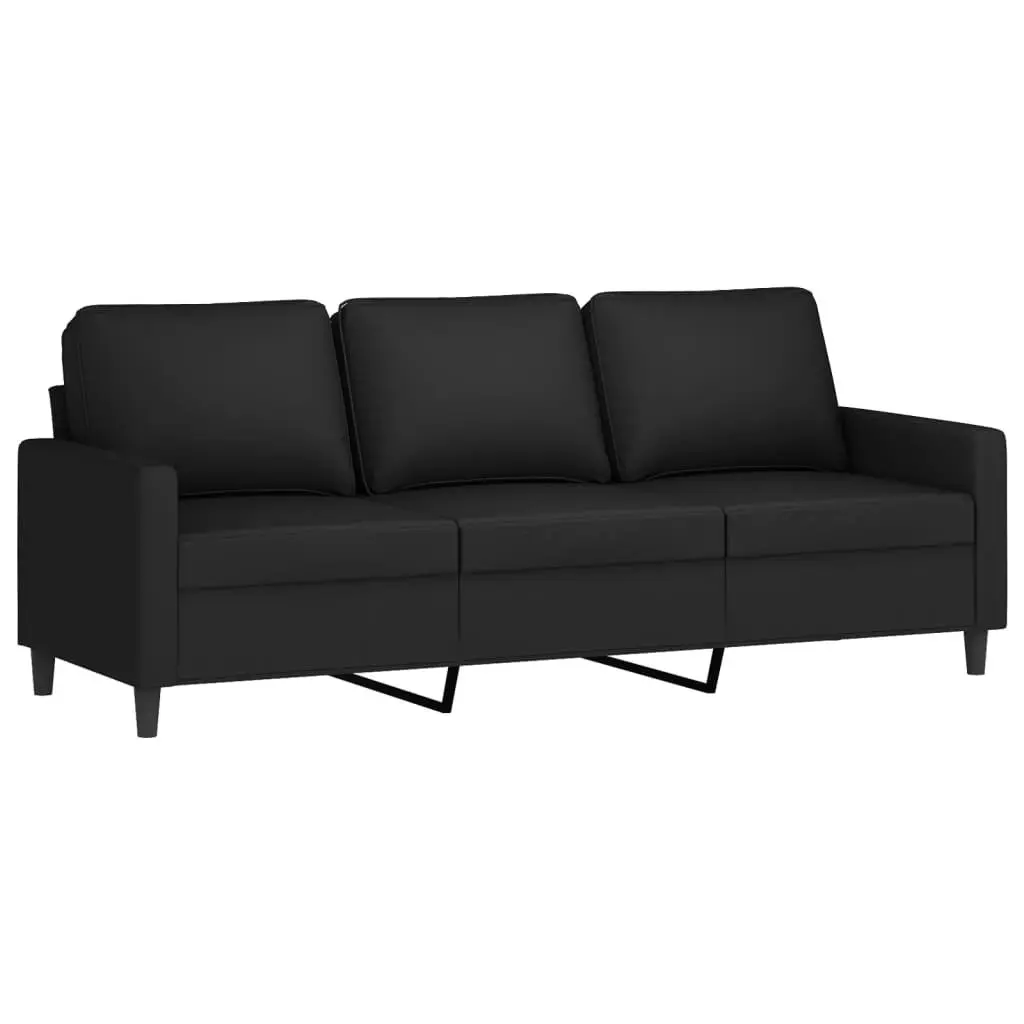 3 Piece Sofa Set Black Velvet Lounge Suite Cushions Living Room Furniture