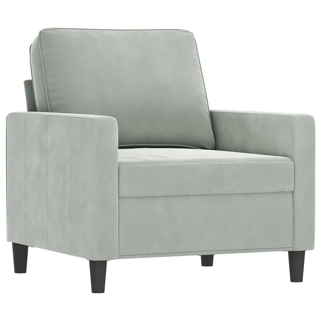 4 Piece Sofa Set with Footstool Grey Velvet Lounge Suite Living Room Furniture