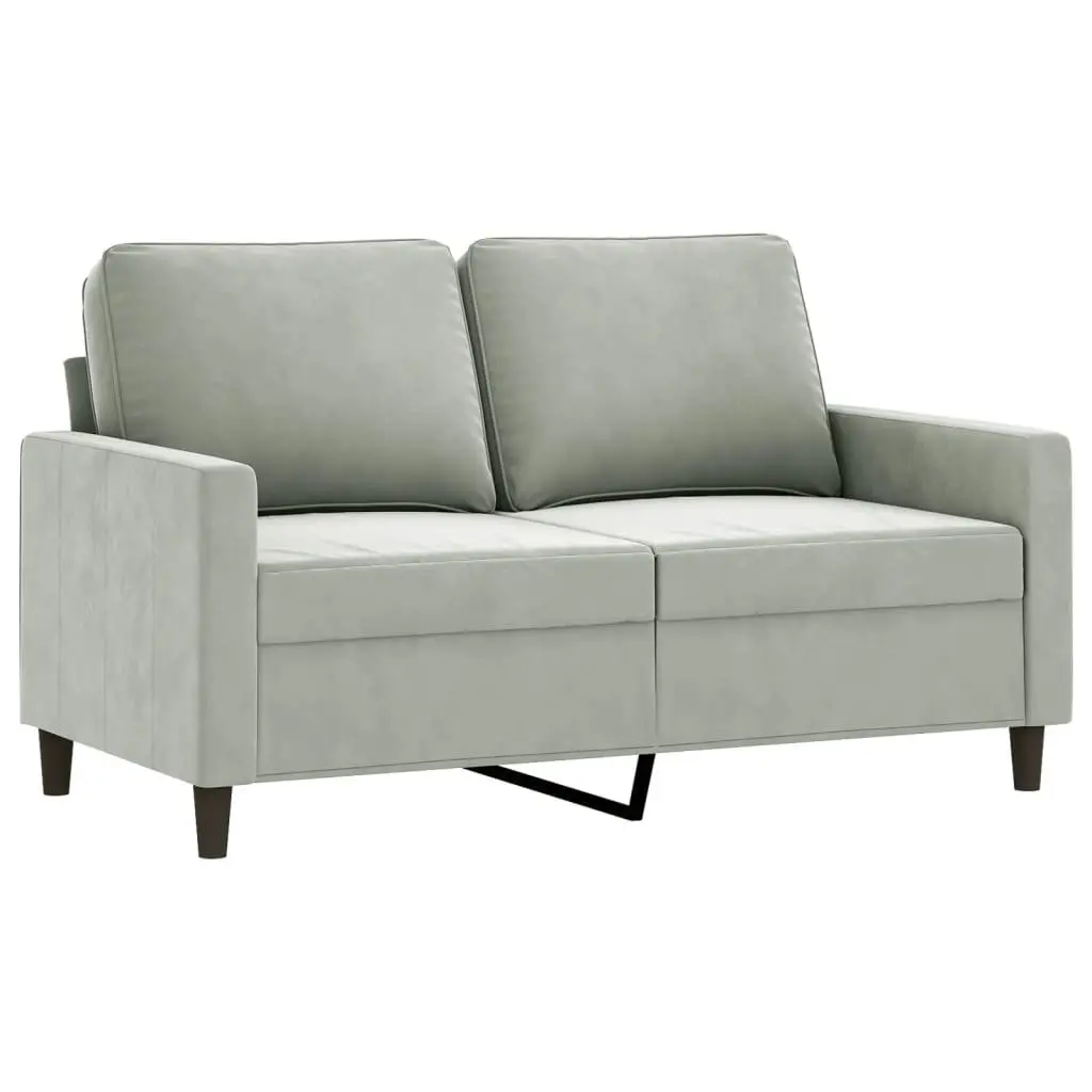 4 Piece Sofa Set with Footstool Grey Velvet Lounge Suite Living Room Furniture