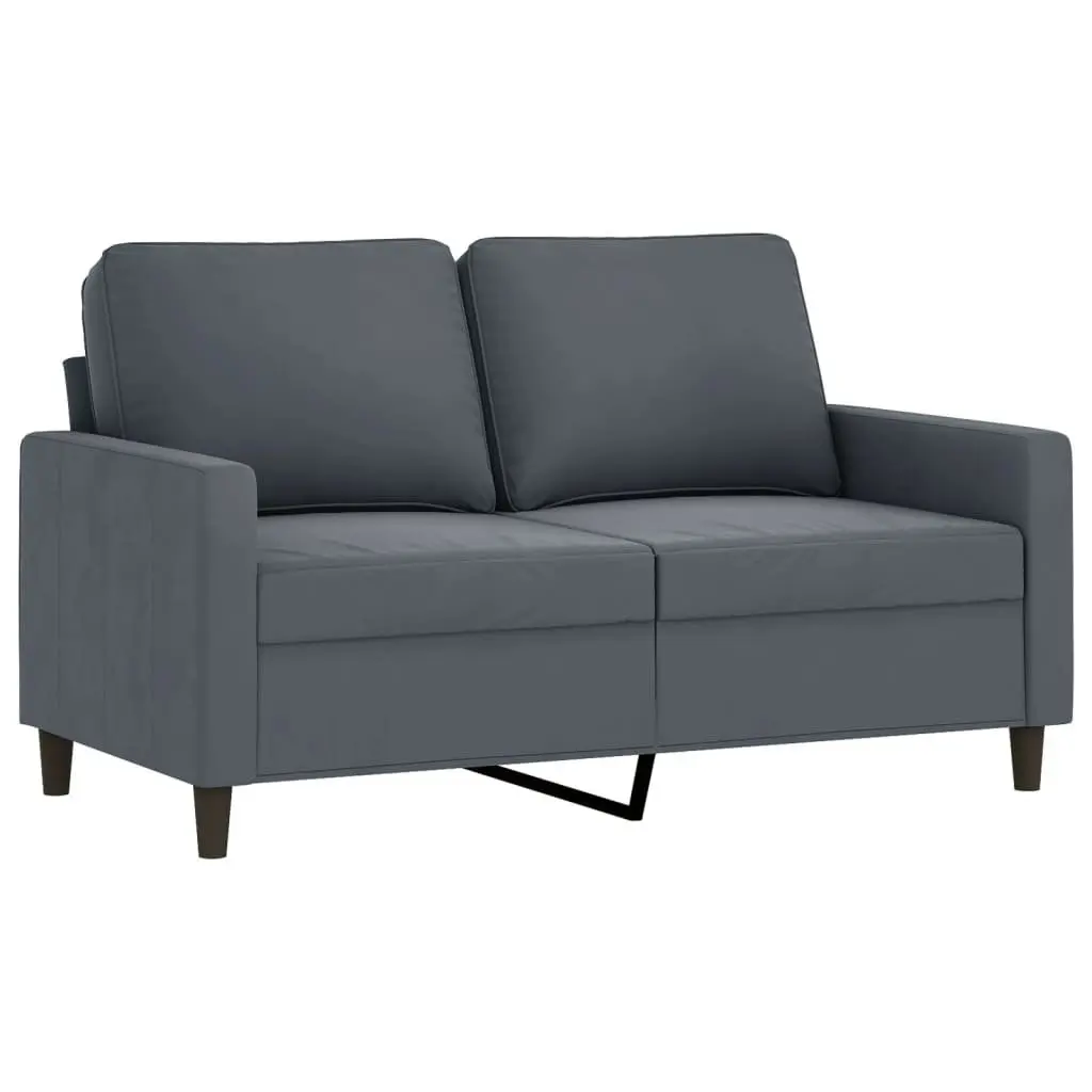 Grey Velvet Sofa Set with Footstool