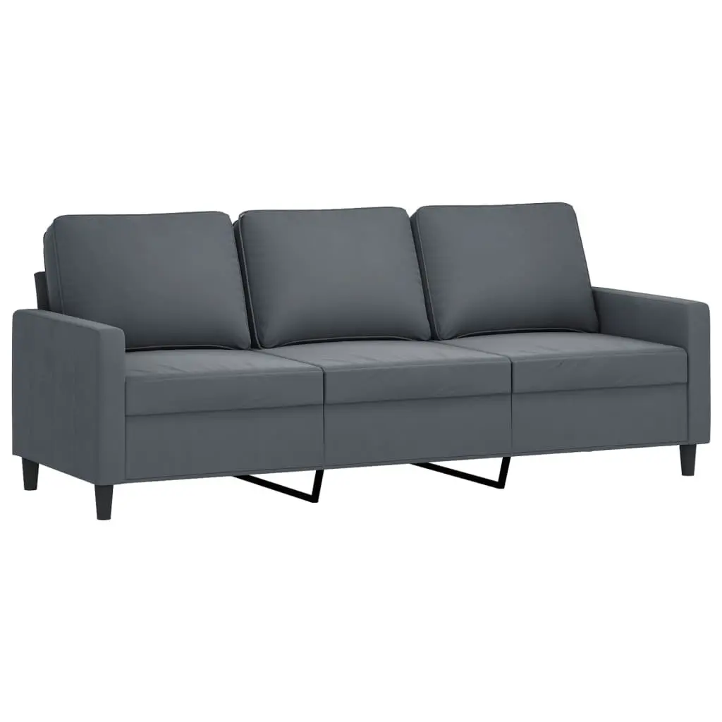 Grey Velvet Sofa Set with Footstool