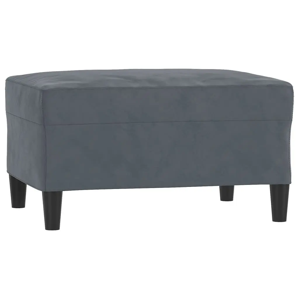 Grey Velvet Sofa Set with Footstool