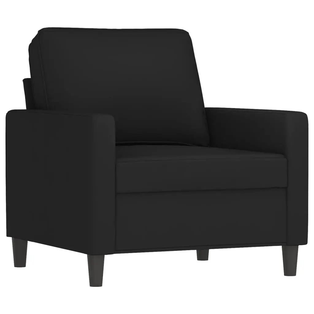 Sofa Set Velvet Black 4 Piece with Footstool and Cushions