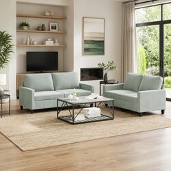Your Ideal 2 Piece Sofa Set: Grey Velvet Comfort