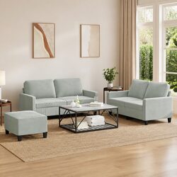 Your Cozy Grey Velvet 3 Piece Sofa Set Awaits