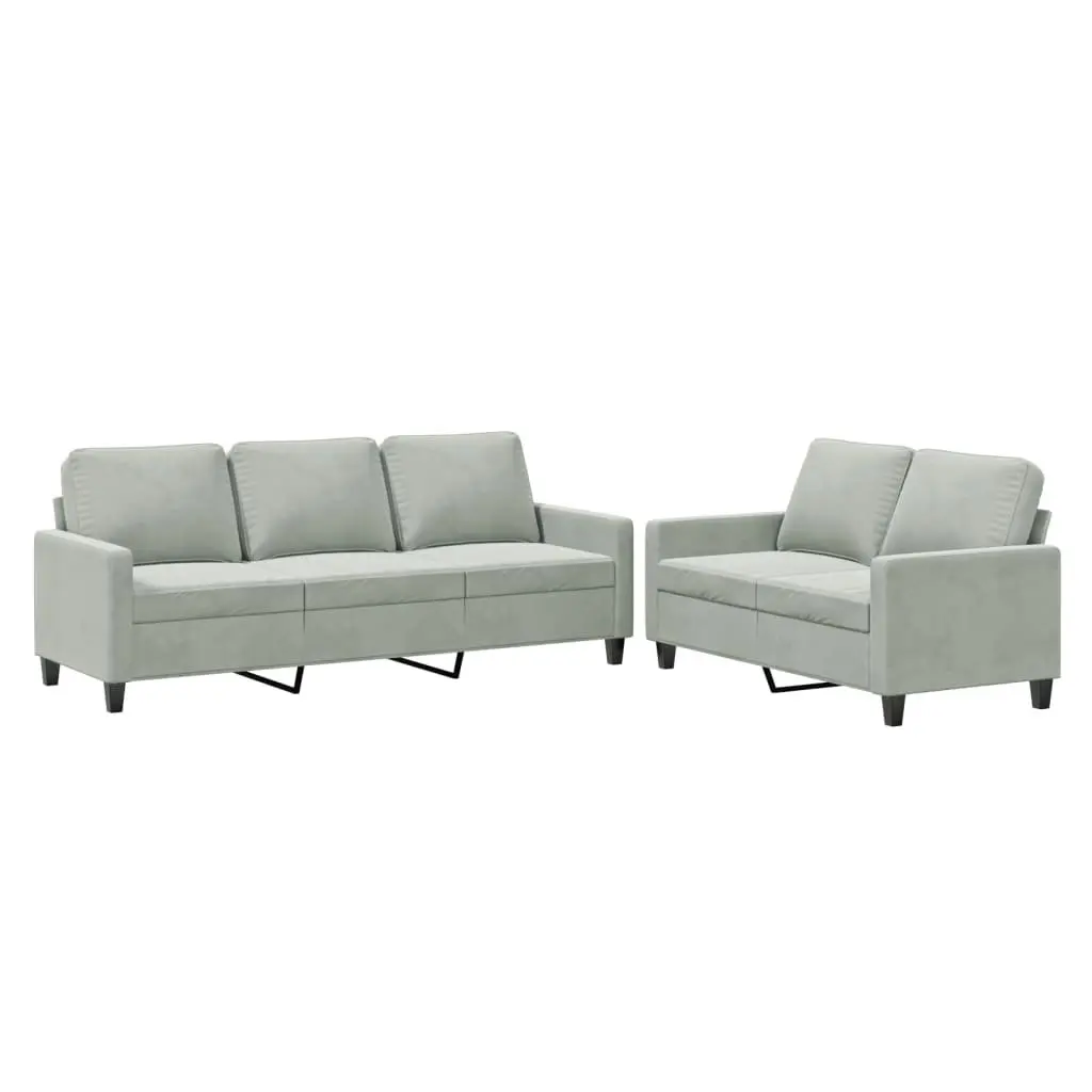 Grey Velvet Sofa Set