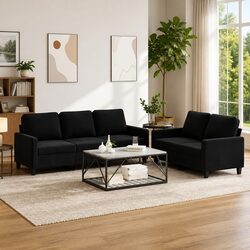 Your New Favorite Two-Piece Black Velvet Sofa Set