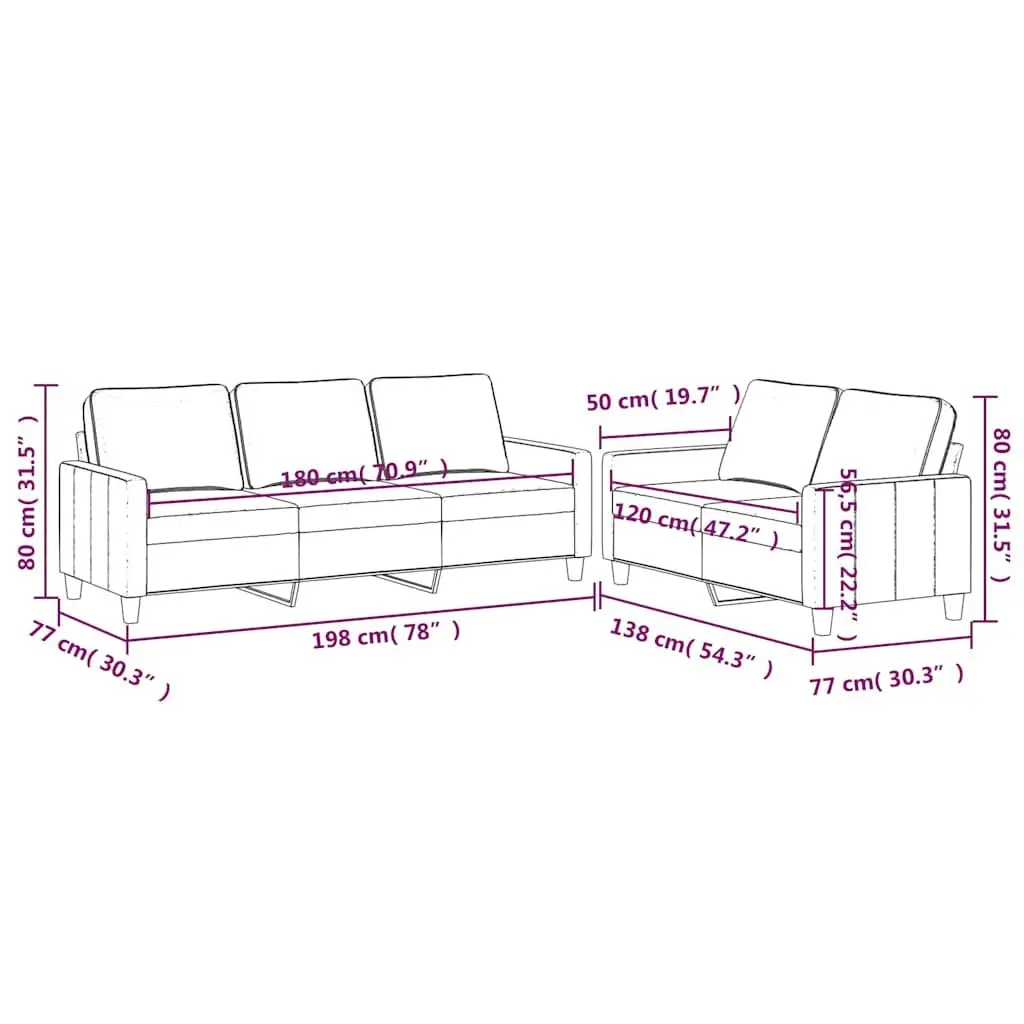 2 Piece Sofa Set Black Velvet Cushions Living Room Furniture Comfortable Seating