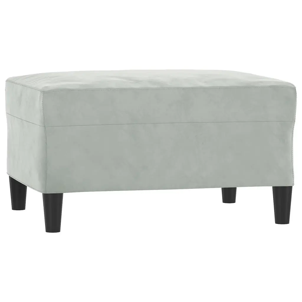 3 Piece Sofa Set Grey Velvet Lounge with Footstool