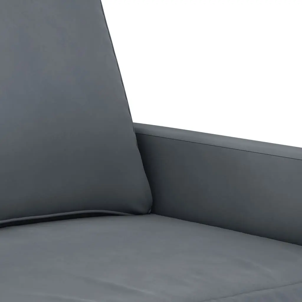 3 Piece Grey Velvet Sofa Set with Footstool