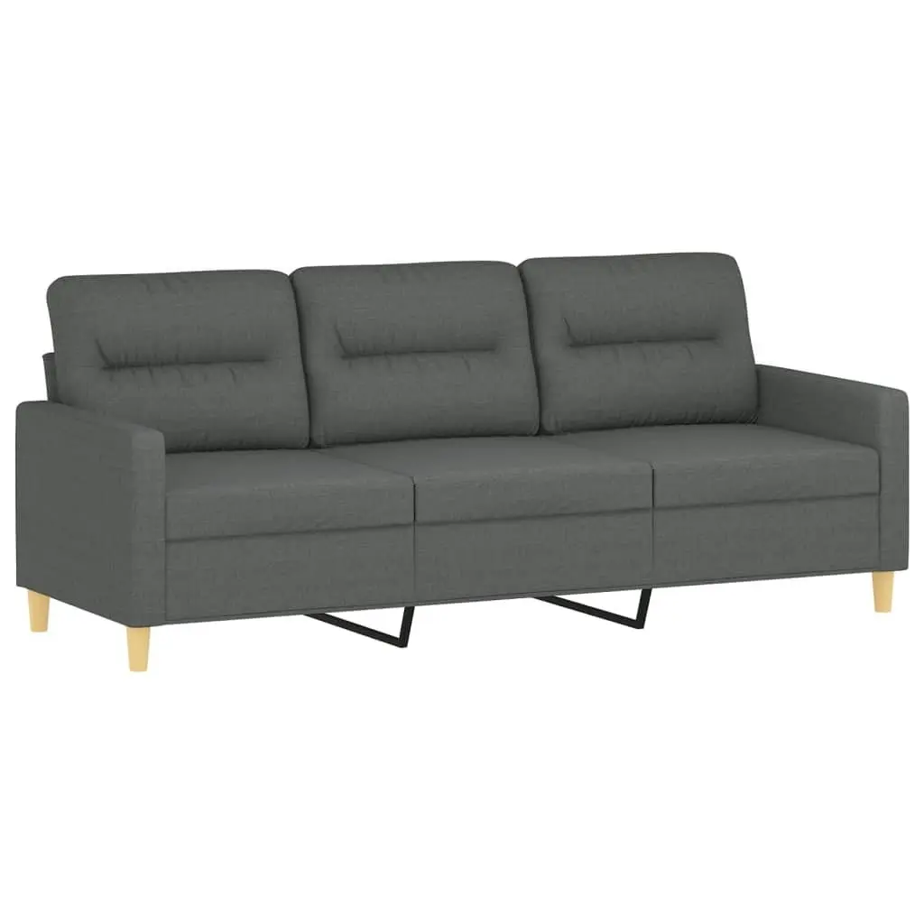 Grey Fabric 3 Piece Sofa Set with Cushions Comfortable Seating Living Room