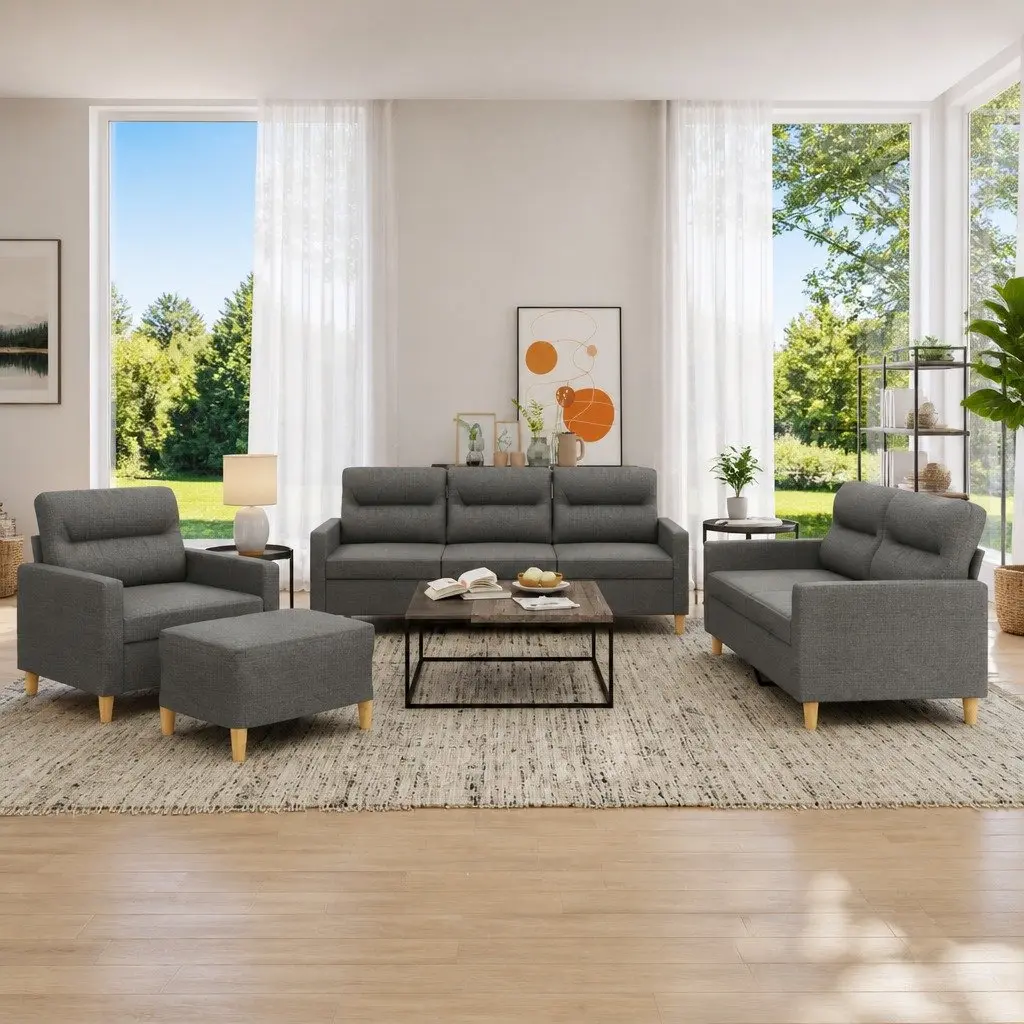 4 Piece Grey Sofa Set