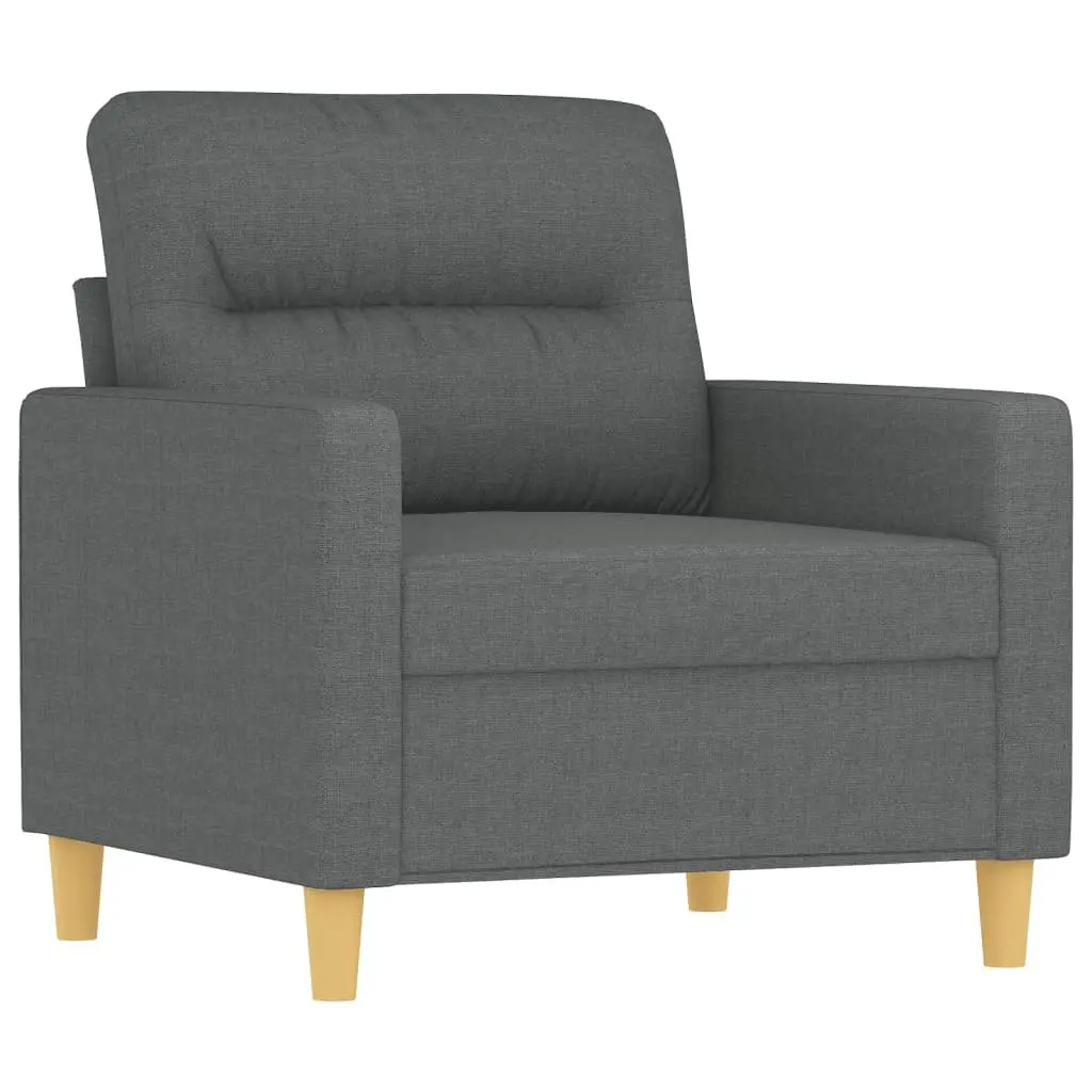 Grey Fabric Lounge Suite 3 Piece Sofa Set with Roll Pillows