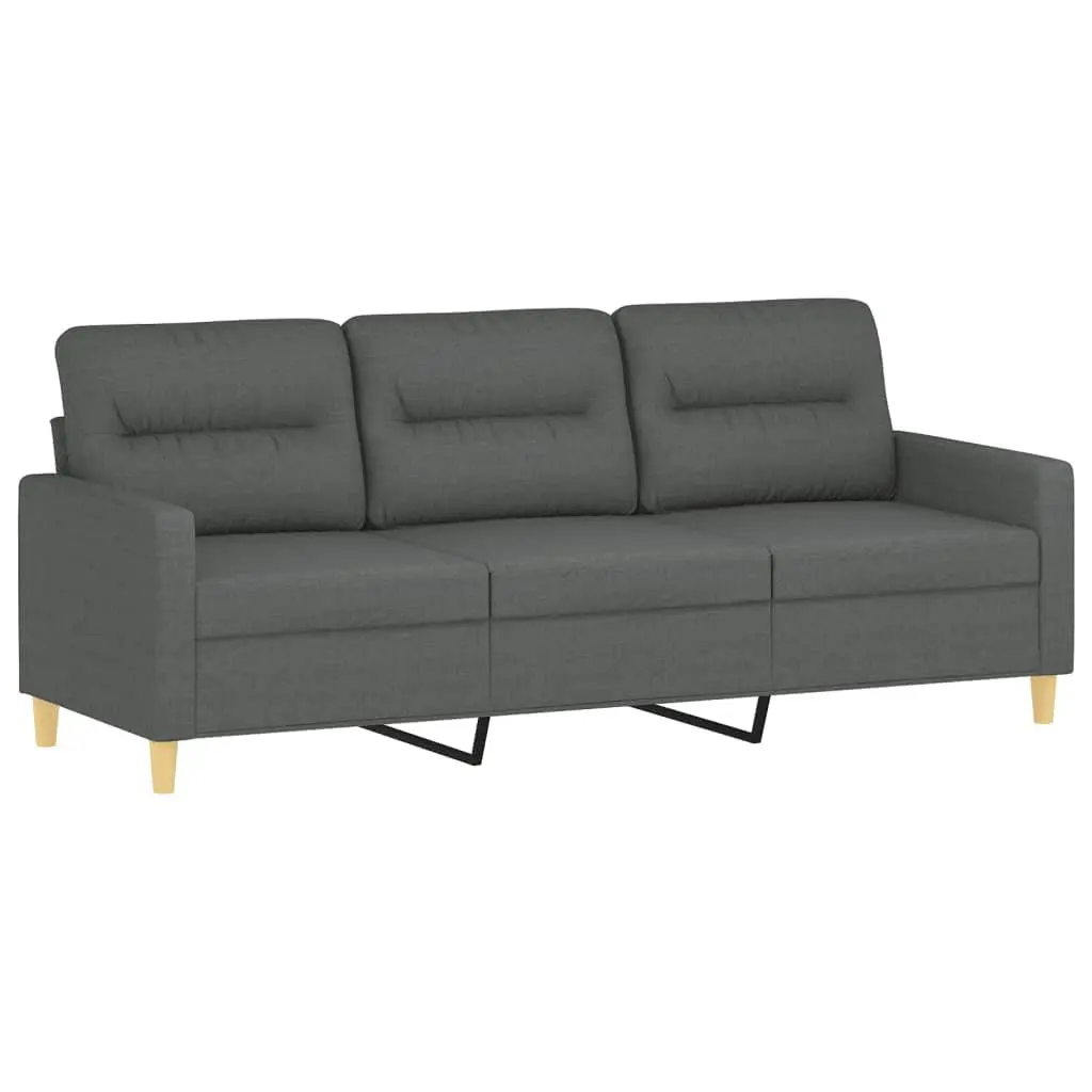 Grey Fabric Lounge Suite 3 Piece Sofa Set with Roll Pillows