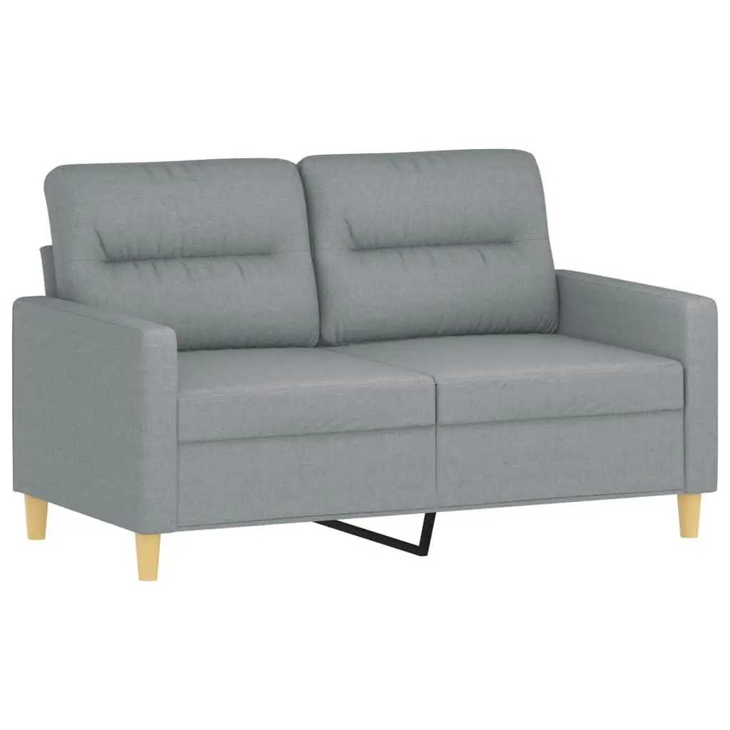 2 Piece Grey Fabric Sofa Set with Cushions Comfortable Living Room Furniture