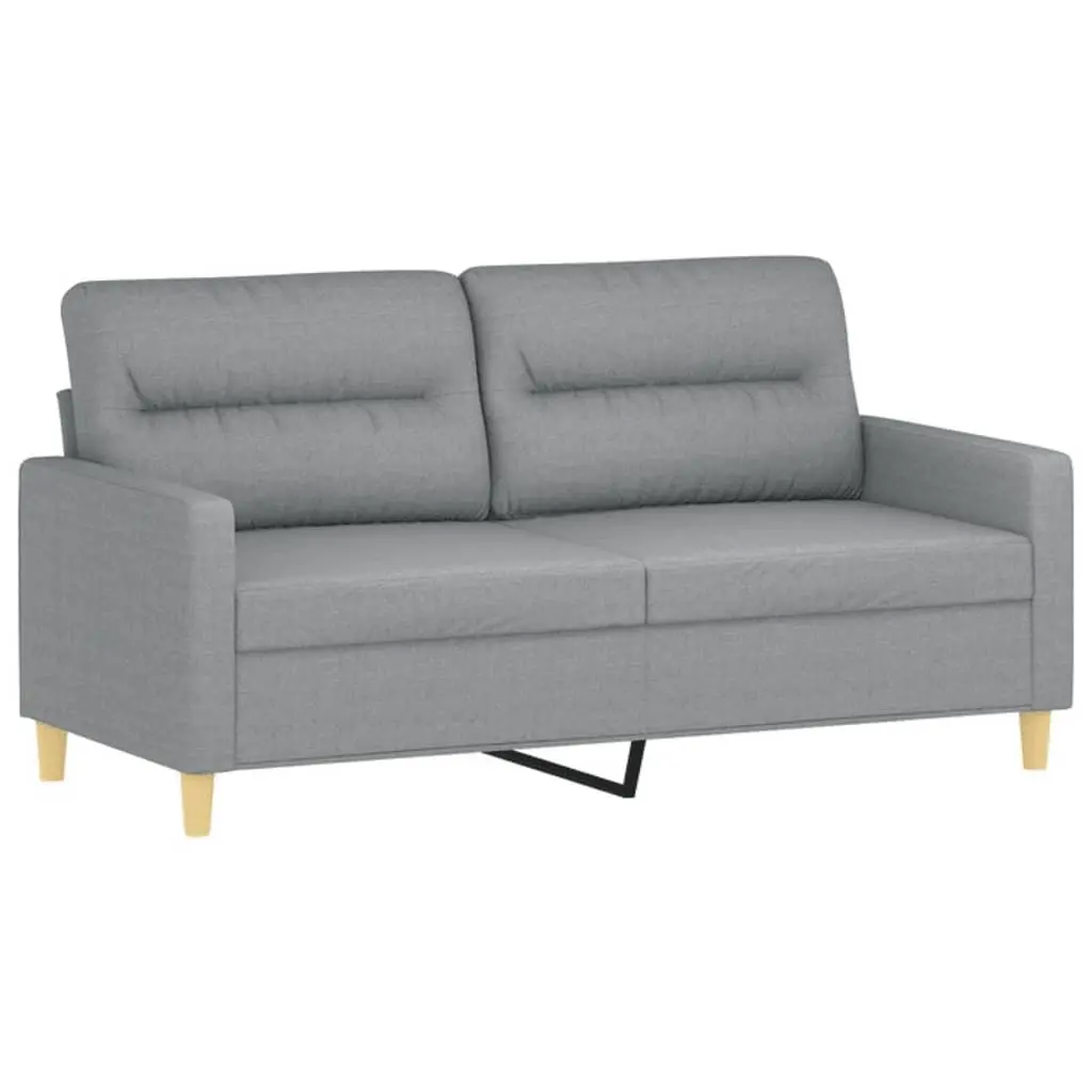 2 Piece Grey Fabric Sofa Set with Cushions Comfortable Living Room Furniture