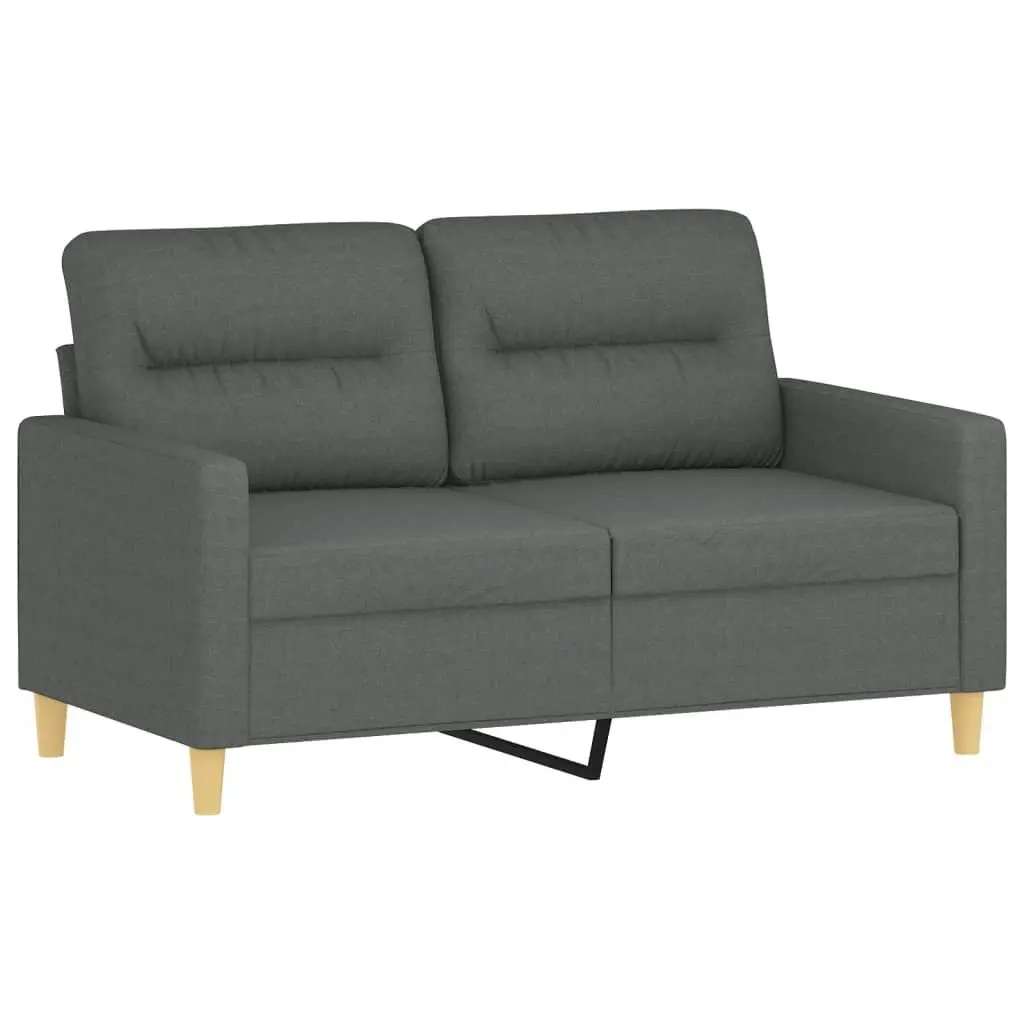 3 Piece Sofa Set Grey Fabric Couch with Cushions and Footstool Compact Size