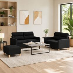 Your New 3 Piece Black Fabric Sofa Set Awaits