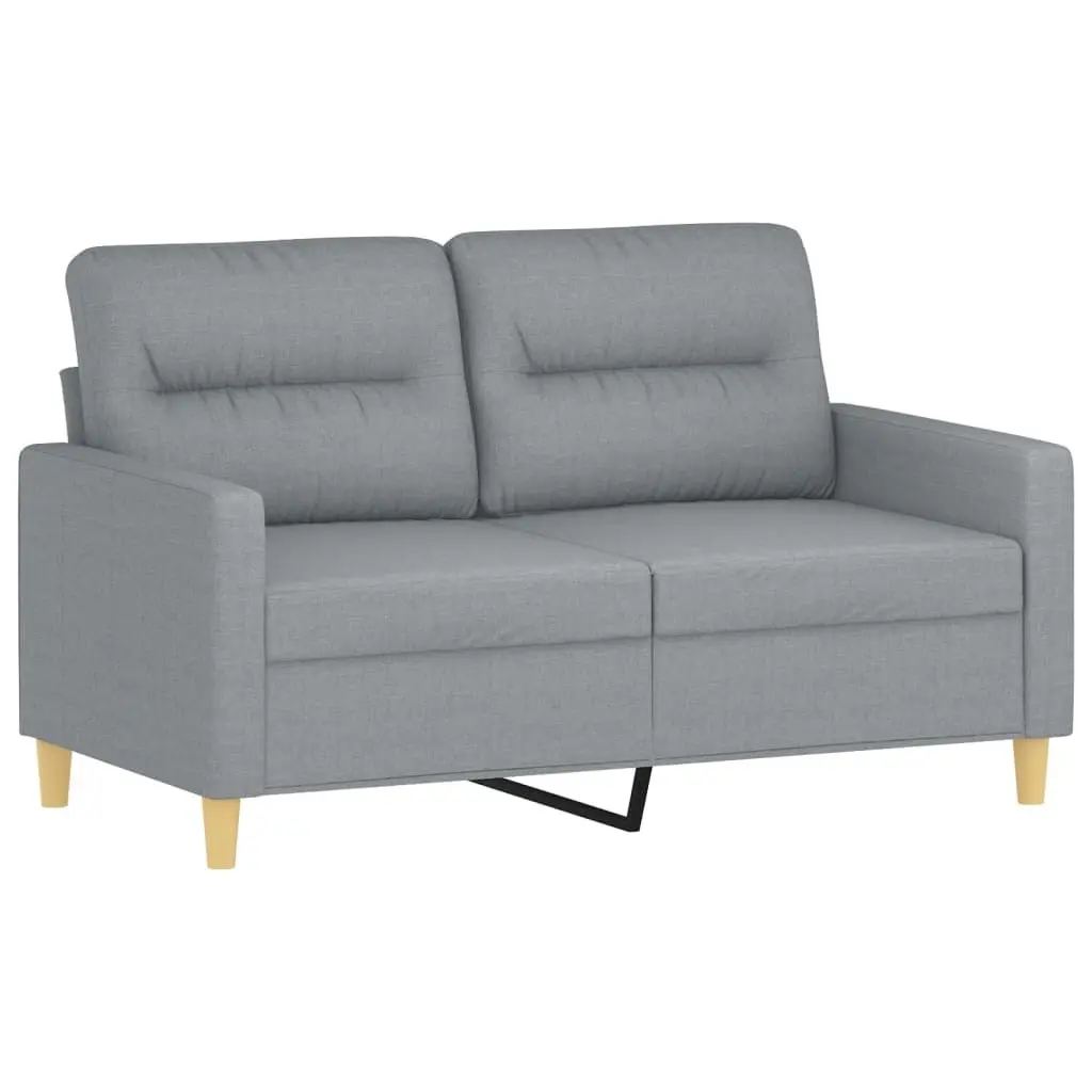 Sofa Set Grey Fabric 3 Piece with Footstool and Pillows