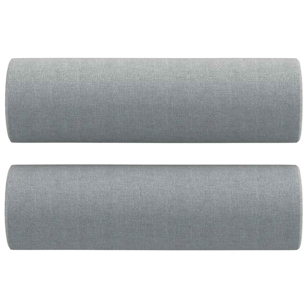 Sofa Set Grey Fabric 3 Piece with Footstool and Pillows