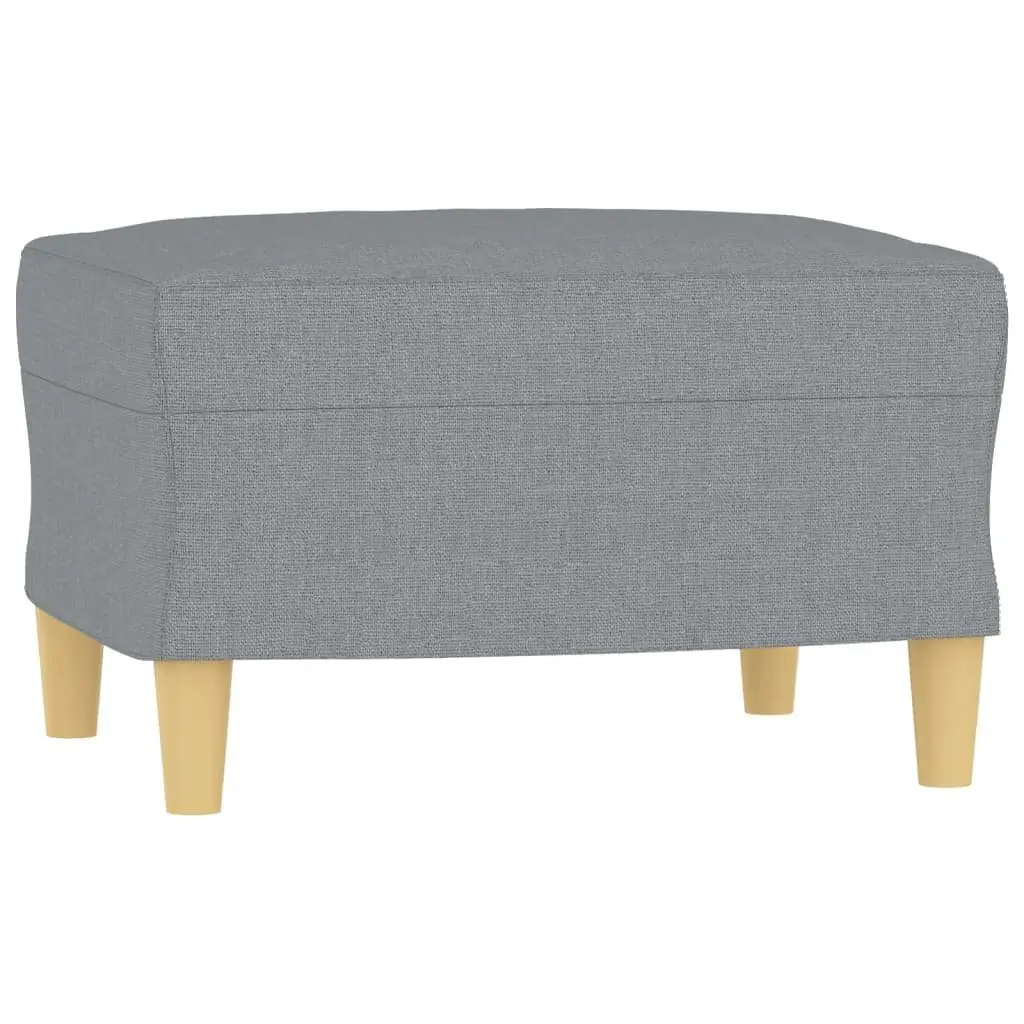 Sofa Set Grey Fabric 3 Piece with Footstool and Pillows