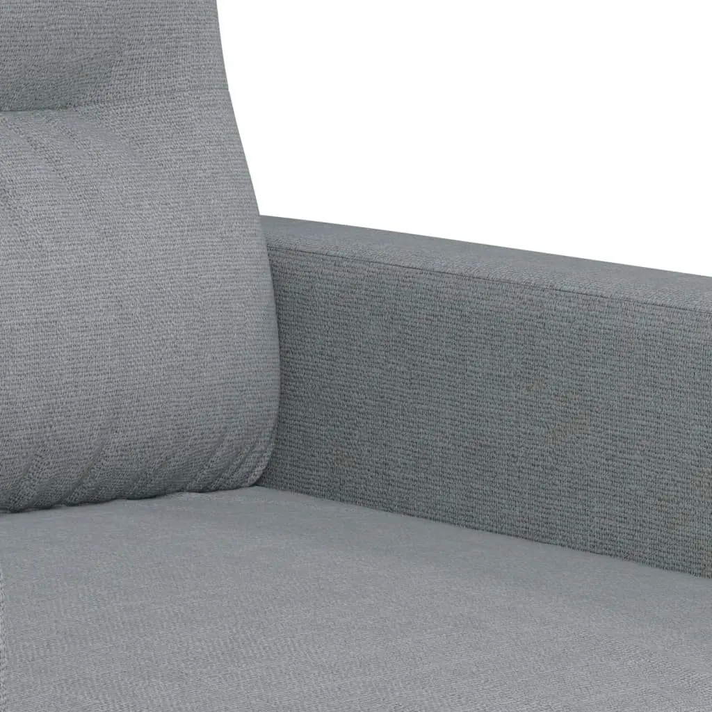 Sofa Set Grey Fabric 3 Piece with Footstool and Pillows