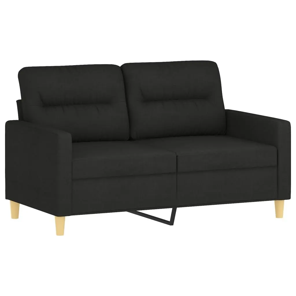 Black Fabric 3 Piece Sofa Set with Footstool and Pillows for Living Room or Bedroom