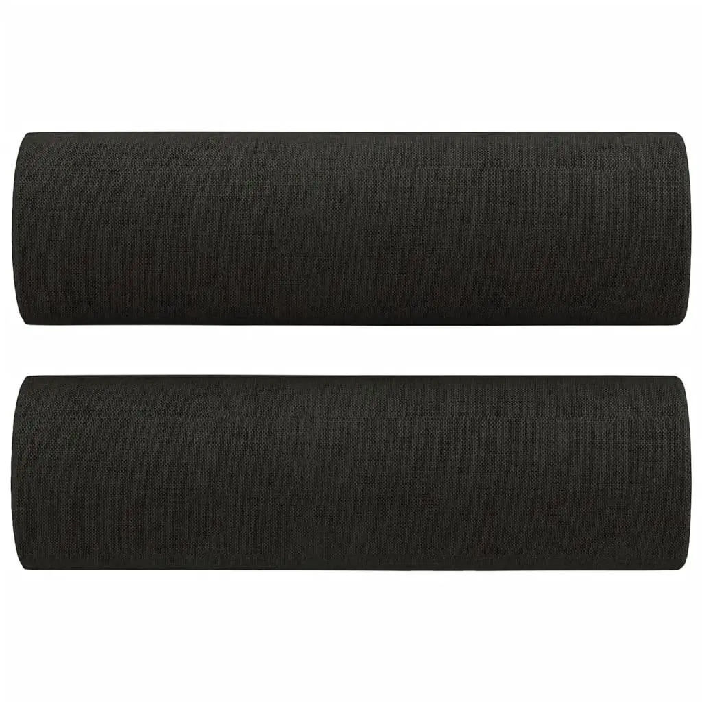 Black Fabric 3 Piece Sofa Set with Footstool and Pillows for Living Room or Bedroom