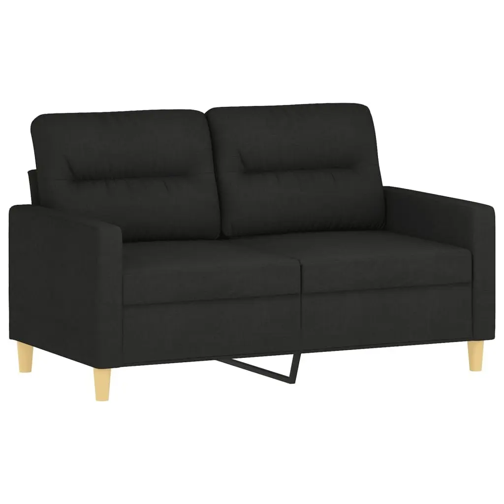 Black Fabric 2 Piece Sofa Set with Cushions