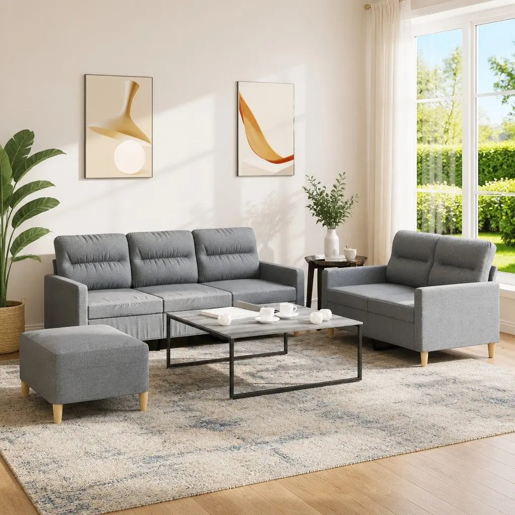 3 Piece Sofa Set with Footstool