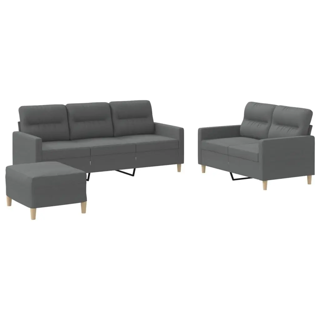 3 Piece Grey Sofa Set for Relaxation