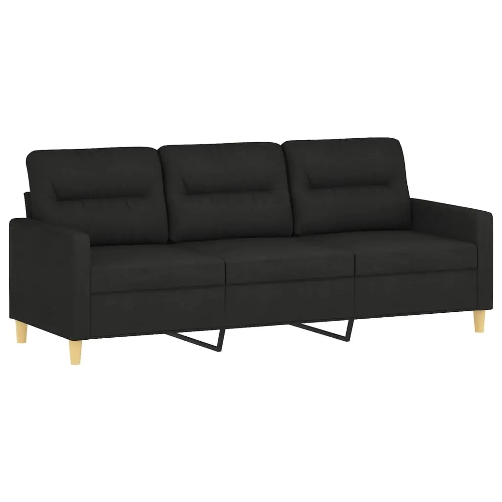 3 Piece Black Fabric Sofa Set
