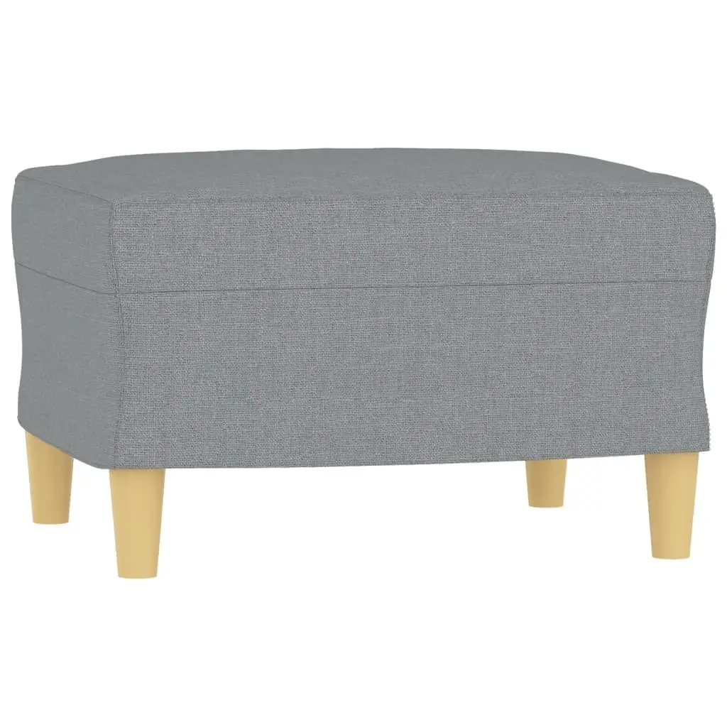 3 Piece Sofa Set Grey Fabric Couch with Pillows Footstool Living Room Furniture