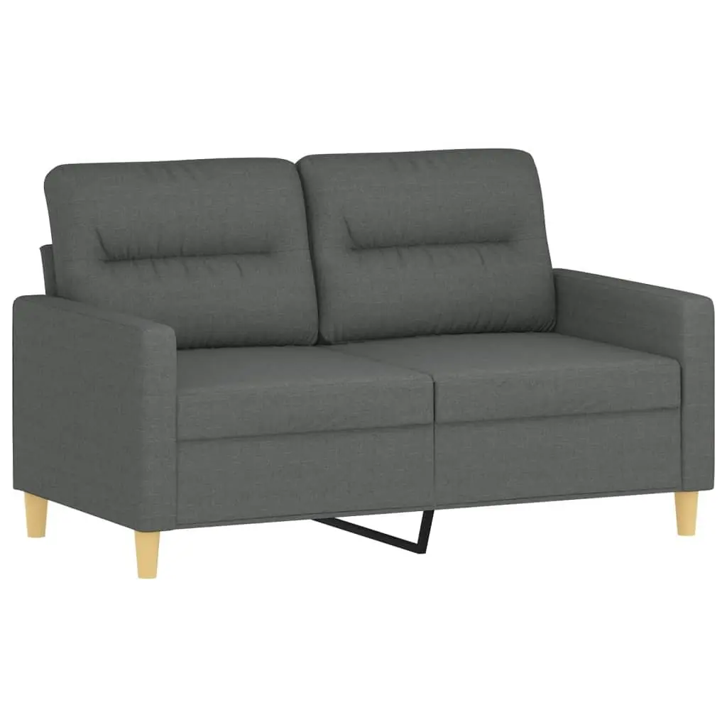 3 Piece Sofa Set Grey Fabric with Footstool and Pillows