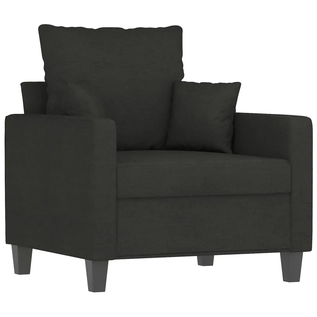 3 Piece Sofa Set Black Fabric Lounge Suite